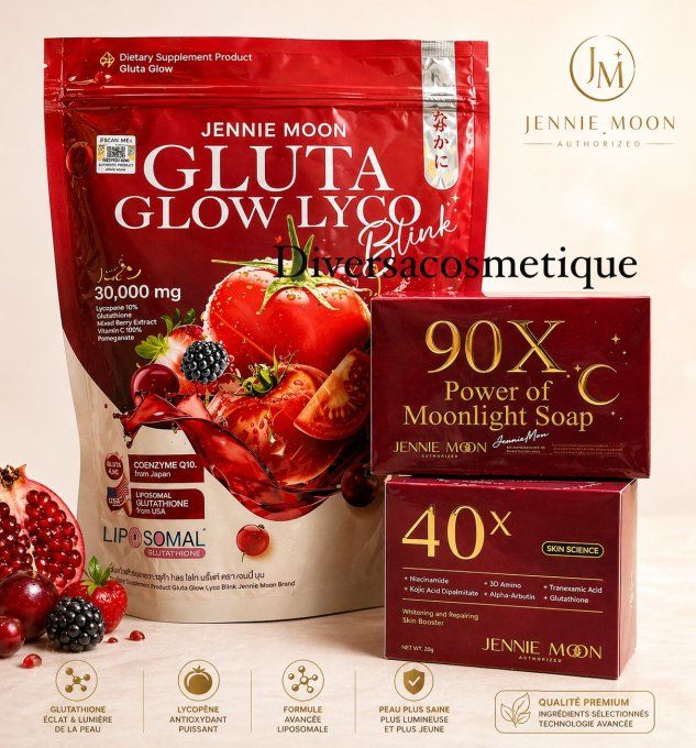 JENNIE MOON – Pack Gluta Glow Lyco Blink & Savons Éclat