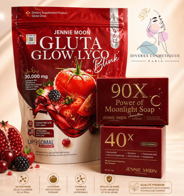 JENNIE MOON – Pack Gluta Glow Lyco Blink & Savons Éclat