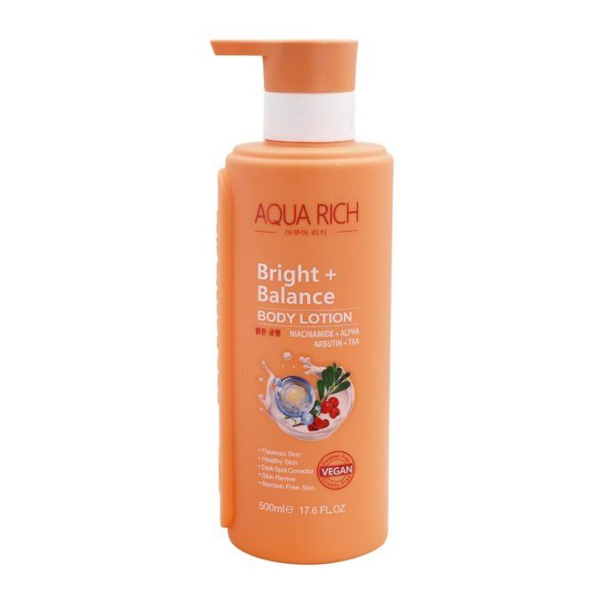 Aqua Rich Niacinamide & Alpha Arbutin Body Lotion – Lait Corps Hydratant Éclat 500 ml