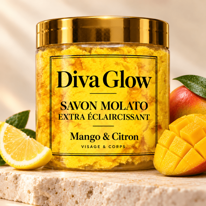  Diva Glow Savon Molato Extra Éclaircissant Mango - Citron 