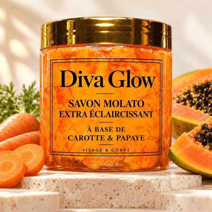 Diva Glow  SAVON MOLATO EXTRA ÉCLAIRCISSANT  CAROTTE & PAPAYE